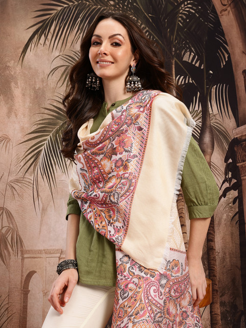 Sangria Women Floral Woven Design Stole