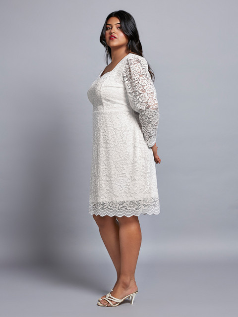 Globus Gloplus Sweetheart Neck Floral Lace Scalloped Hem Plus Size Sheath Party Dress - Image 3