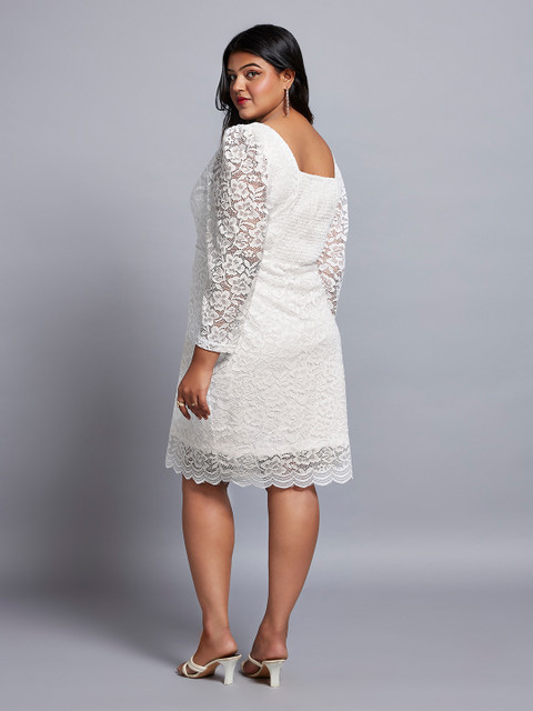 Globus Gloplus Sweetheart Neck Floral Lace Scalloped Hem Plus Size Sheath Party Dress - Image 4