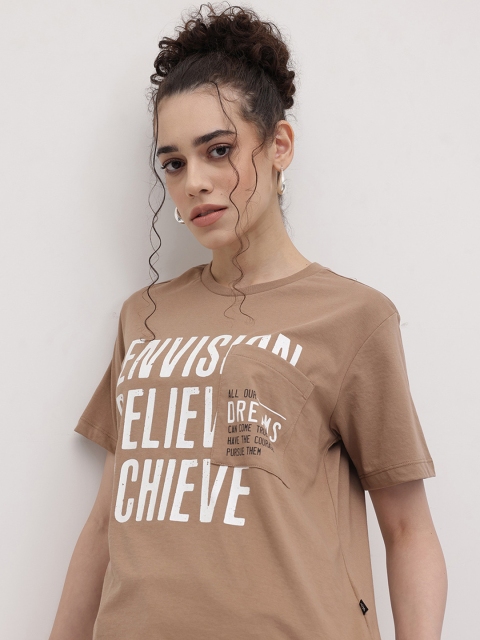 The Roadster Life Co. Typography Printed Drop-Shoulder Sleeves Boxy T-shirt