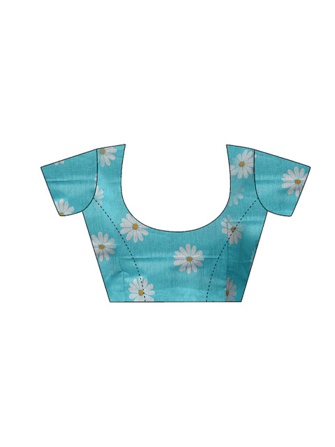 Sangria Floral Printed Ready To Wear Saree With Unstitched Blouse - Image 7