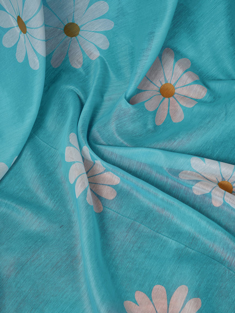 Sangria Floral Printed Ready To Wear Saree With Unstitched Blouse - Image 6