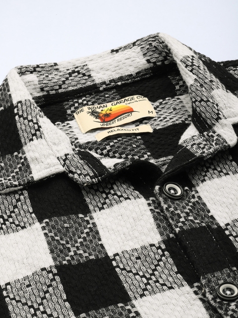 The Indian Garage Co Pure Cotton Textured Checks Opaque Relaxed Fit Casual Shirt - Image 2