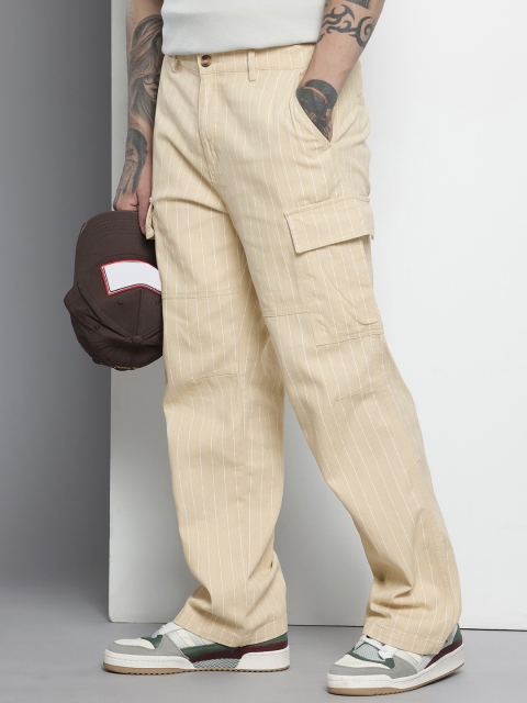 The Indian Garage Co Men Striped Cargos Trousers