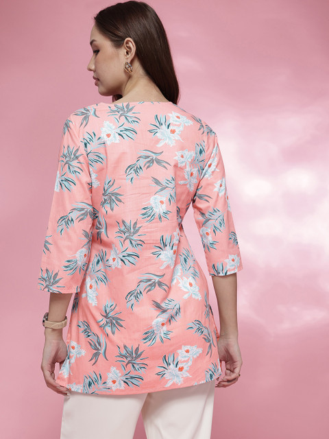 Anouk Rustic Floral Printed V-Neck Pure Cotton Kurti - Image 5