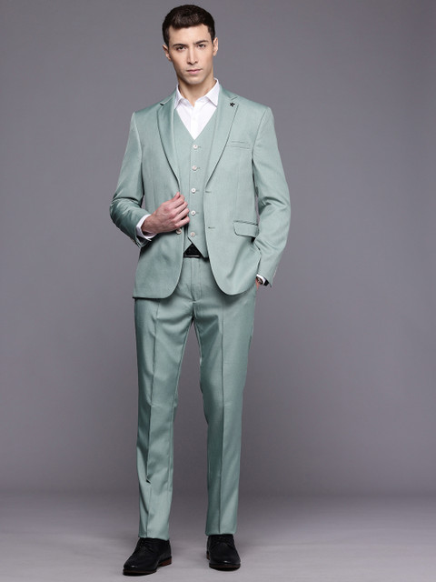 Theme Men 3 Piece Solid Regular Fit Suit