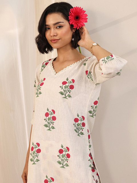 Libas Women Floral Printed Regular Kurta with Trousers - Image 4
