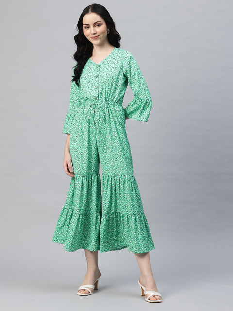 Cottinfab Printed Flared Leg Basic Jumpsuit