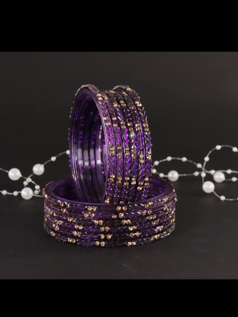 LAVAZZA Set Of 12 Crystal-Studded Glass Bangles
