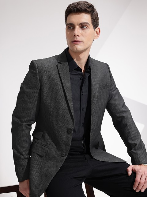 INVICTUS Self-Design Slim Fit Single-Breasted Smart Casual Blazer