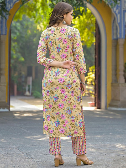 KALINI Women Floral Printed Regular Kurta with Trousers & With Dupatta - Image 6