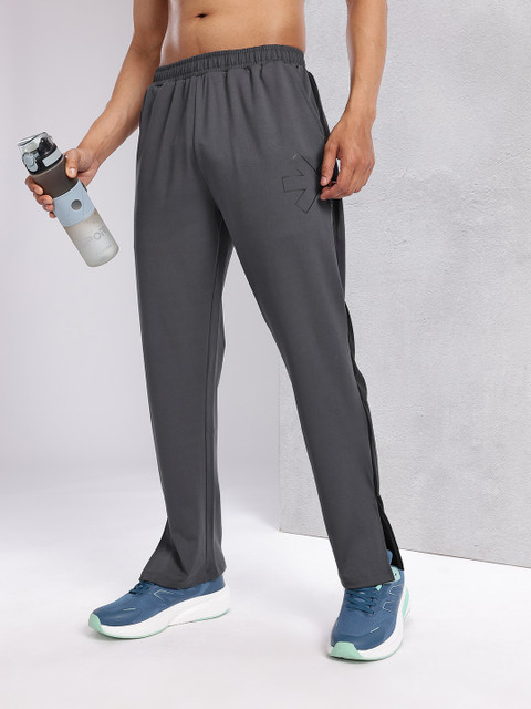 HRX by Hrithik Roshan Men Mid-Rise Rapid-Dry Training Track Pants with Side Stripes
