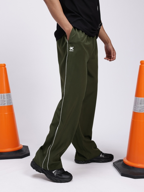 HRX by Hrithik Roshan Men Contrast Piping Mid-Rise Lifestyle Track Pants