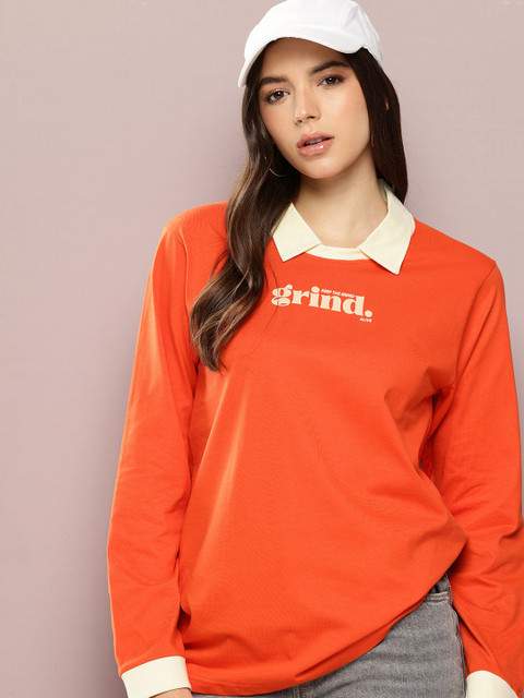 Dillinger Women Long Sleeve Oversized Printed Polo Tshirt