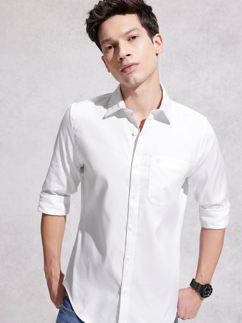 WROGN Solid Regular Fit Casual Shirt