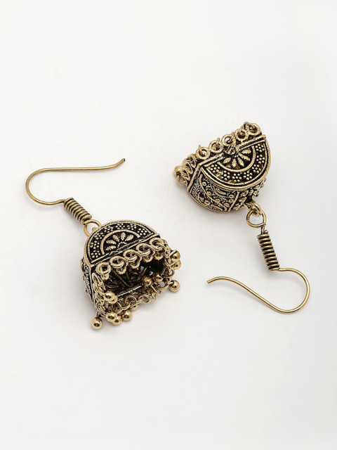 Anouk Women Gold Plated Oxidised Contemporary Jhumka Earrings - Image 3