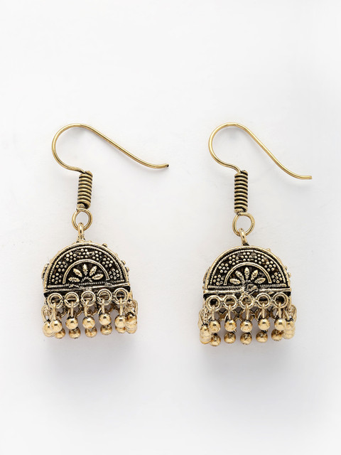 Anouk Women Gold Plated Oxidised Contemporary Jhumka Earrings - Image 2