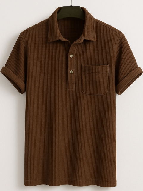 Colorchakra Striped Polo Collar Pockets T-shirt - Image 4