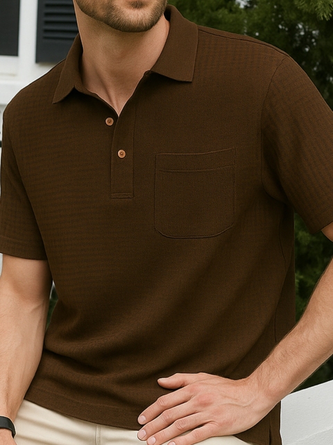 Colorchakra Striped Polo Collar Pockets T-shirt - Image 2