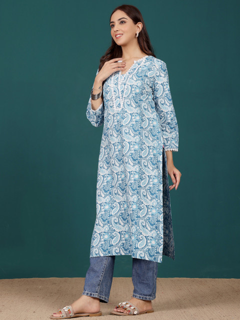 Varanga Women Paisley Printed Indie Florals Kurta - Image 4