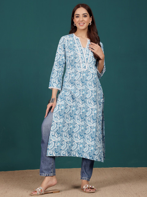 Varanga Women Paisley Printed Indie Florals Kurta - Image 6