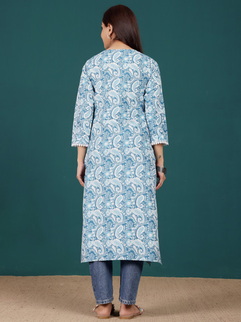 Varanga Women Paisley Printed Indie Florals Kurta - Image 5