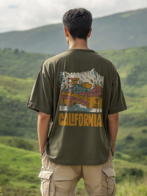 NOBERO Men Oversized Graphic Printed T-shirt
