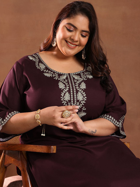 EXTRA LOVE BY LIBAS Women Floral Yoke Design Regular Kurta with Palazzos - Image 6