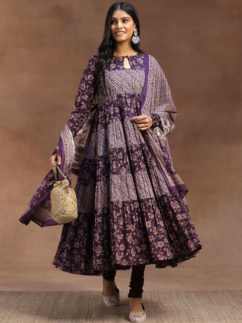 Libas Women Floral Printed Panelled Kurta with Churidar & With Dupatta - Image 6