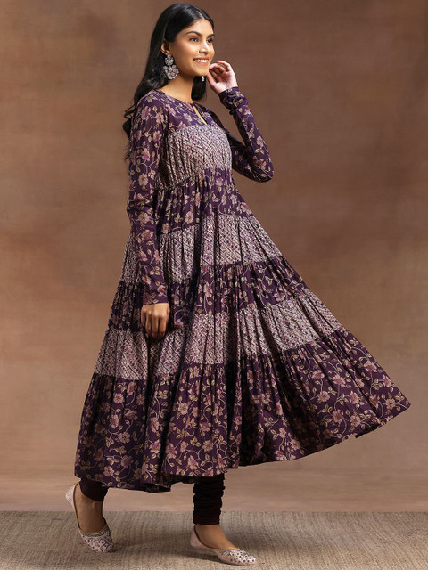 Libas Women Floral Printed Panelled Kurta with Churidar & With Dupatta - Image 4
