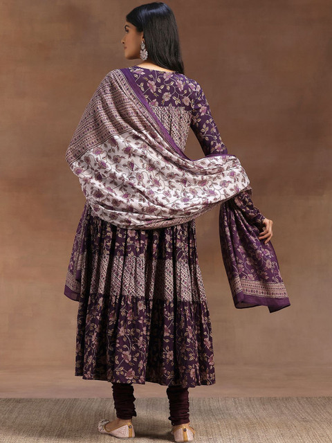 Libas Women Floral Printed Panelled Kurta with Churidar & With Dupatta - Image 5
