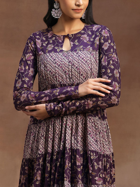 Libas Women Floral Printed Panelled Kurta with Churidar & With Dupatta - Image 2