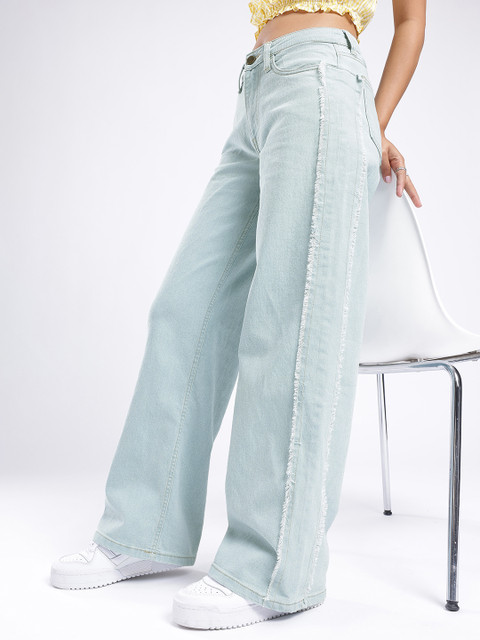 glitchez Women Frayed Detail Relaxed Fit Jeans