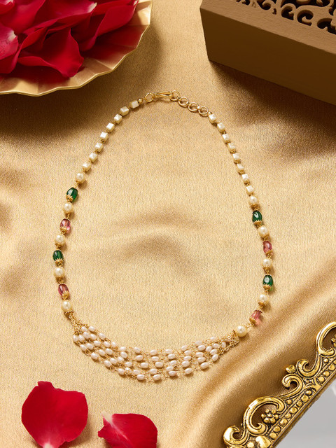 Zaveri Pearls Gold-Plated Multi Layer Beaded Pearls Necklace