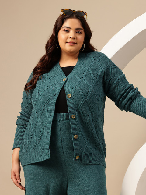 Sztori Plus Size Cable-Knit Sweater and Knitted Trousers Co-Ords