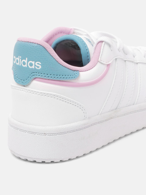 ADIDAS Women Leather Perforated Hoops 3.0 Basketball Shoes - Image 4