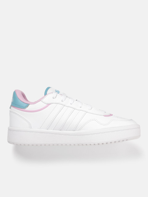 ADIDAS Women Leather Perforated Hoops 3.0 Basketball Shoes - Image 2