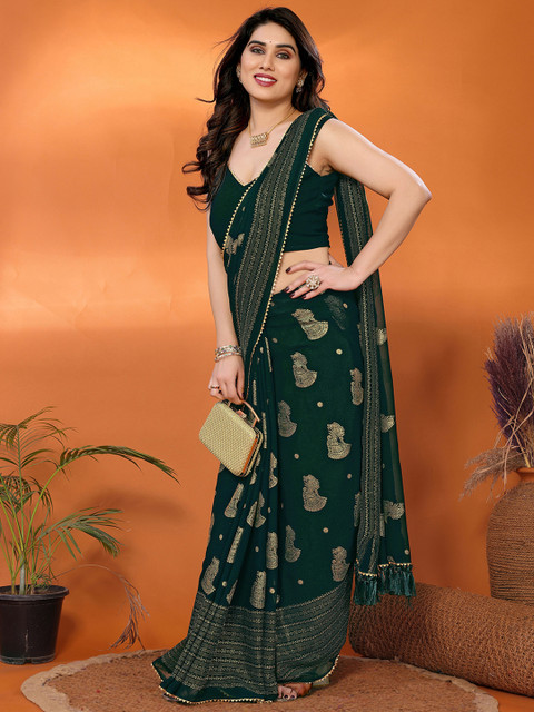 all about you Woven Design Zari Pure Georgette Banarasi Saree With Unstitched Blouse Piece - Image 5