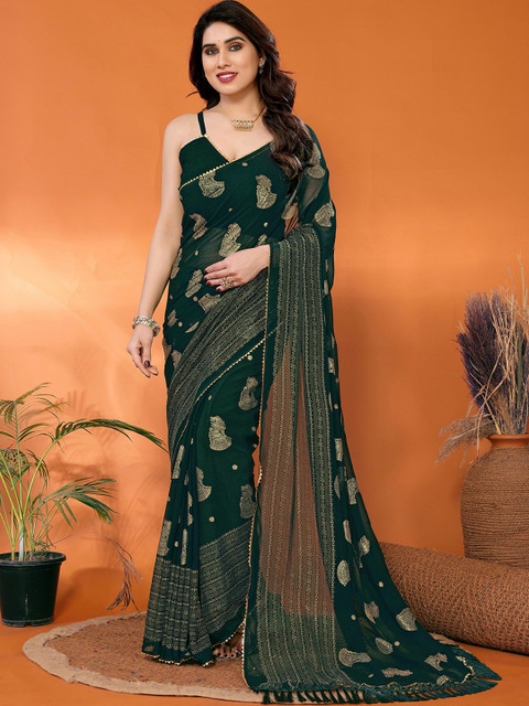 all about you Woven Design Zari Pure Georgette Banarasi Saree With Unstitched Blouse Piece - Image 2