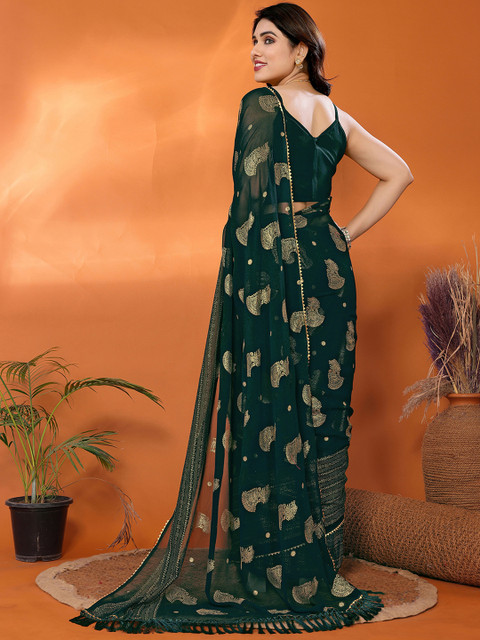 all about you Woven Design Zari Pure Georgette Banarasi Saree With Unstitched Blouse Piece - Image 4