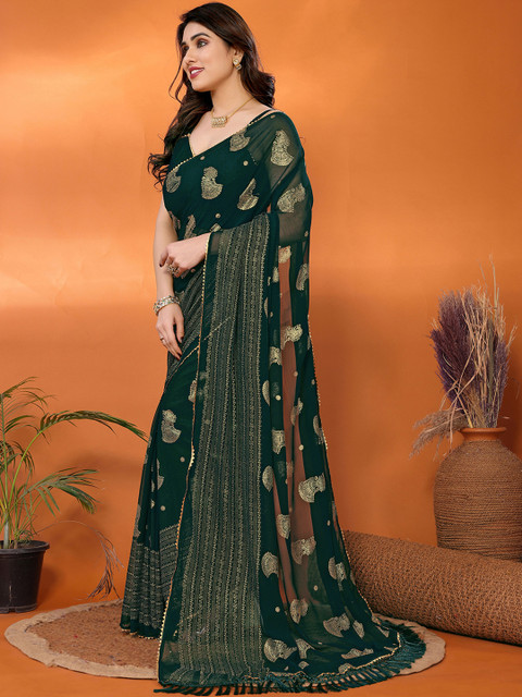 all about you Woven Design Zari Pure Georgette Banarasi Saree With Unstitched Blouse Piece - Image 3