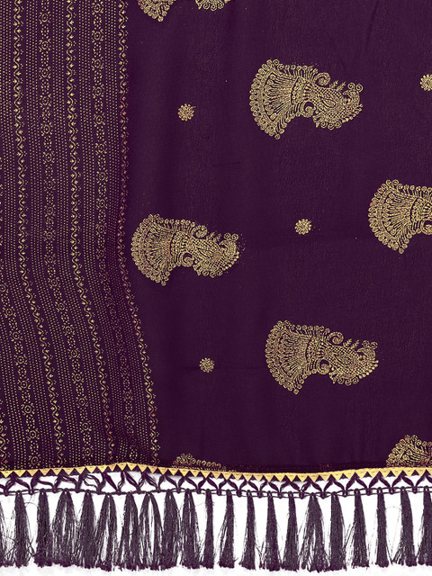 all about you Woven Design Zari Pure Georgette Embellished Banarasi Saree - Image 6