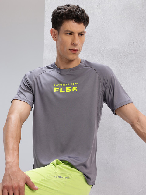 HRX by Hrithik Roshan Typography Print Raglan Sleeves Rapid-Dry Training T-shirt