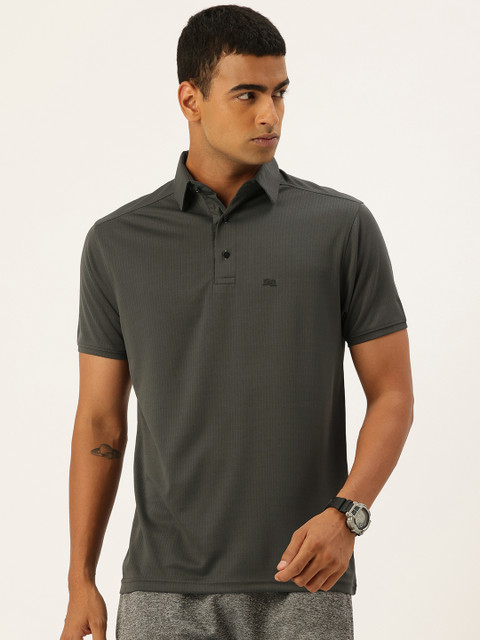 FIFTY TWO Self Design Polo Collar Dri-Fit T-shirt