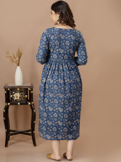 SILAKIVA Floral Printed Round Neck Maternity Anarkali Ethnic Dress - Image 5