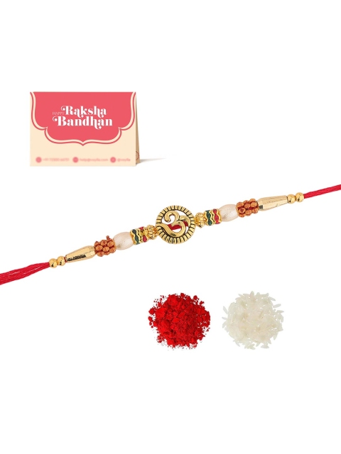 Voylla Devotional Om Beaded Thread Rakhi With Roli Chawal - Image 2