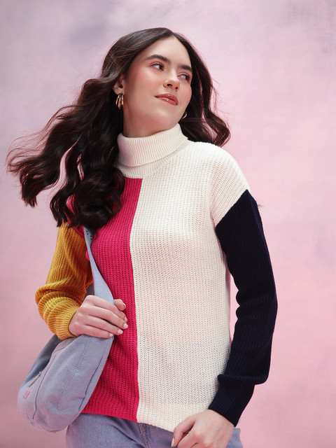DressBerry Colourblocked High-Neck Pullover