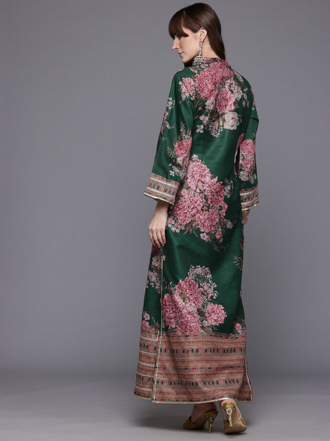 Ahalyaa Floral Printed Sequinned Floral Dress - Image 5