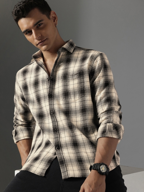 FCUK Men Premium Checked Oversized Pure Cotton Casual Shirt