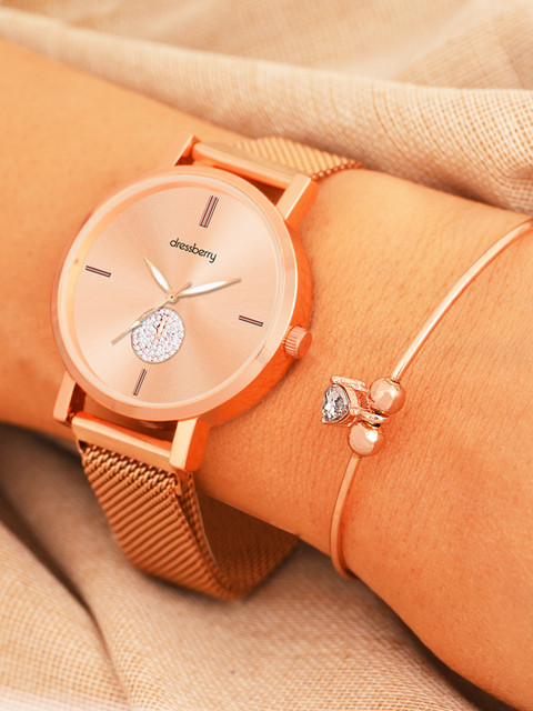 Dressberry Women Round Dial Bracelet Style Analogue Watches Gift Set